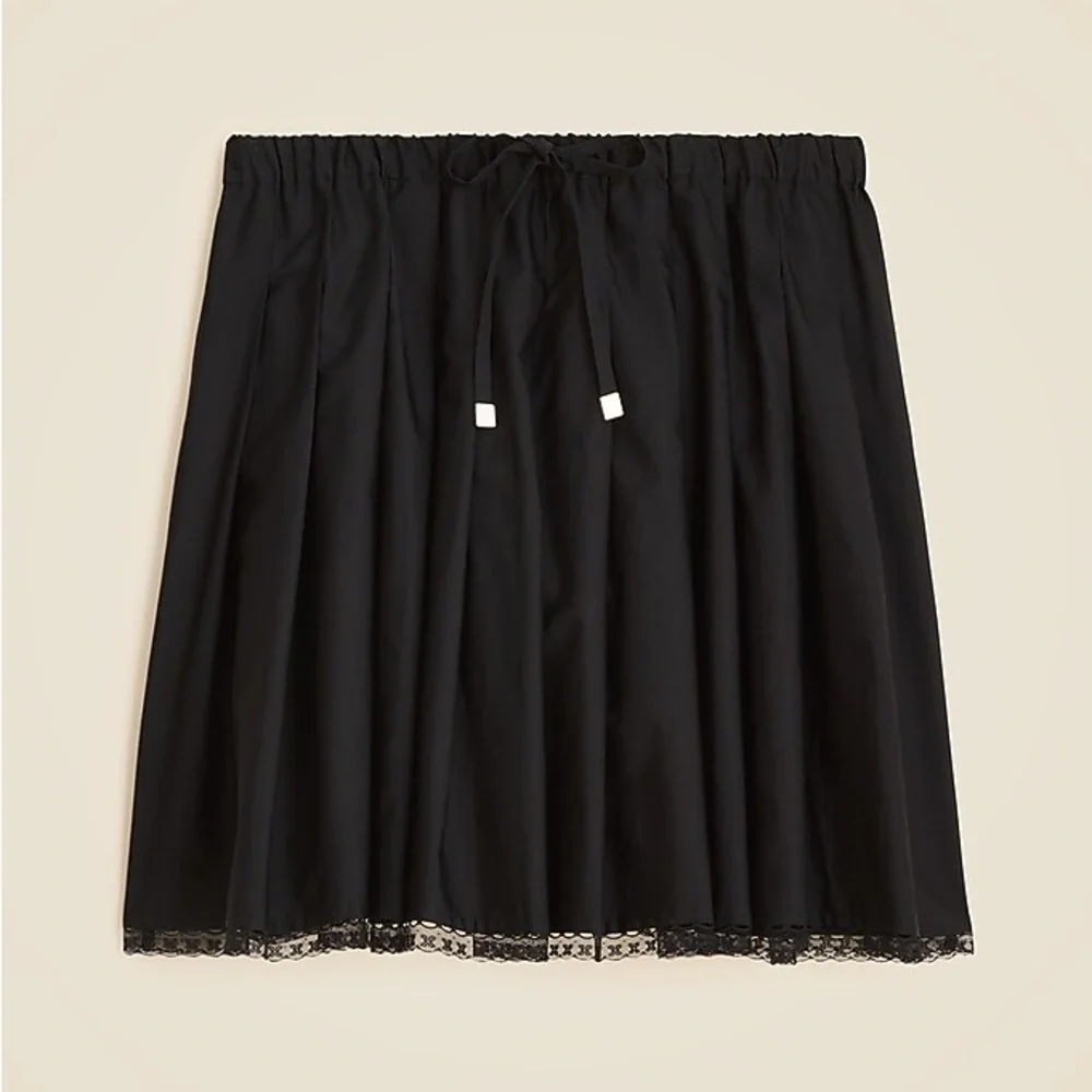NWT J.Crew pleated tie-waist mini skirt Black Medium Preppy Casual Short